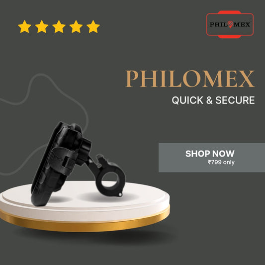 Metal clip on Mobile Phone Holder for Bikes sooters bicycles | PA66 Reinforced | One-Hand Clip-On Release | 360° Rotation | Secure Handlebar Mount