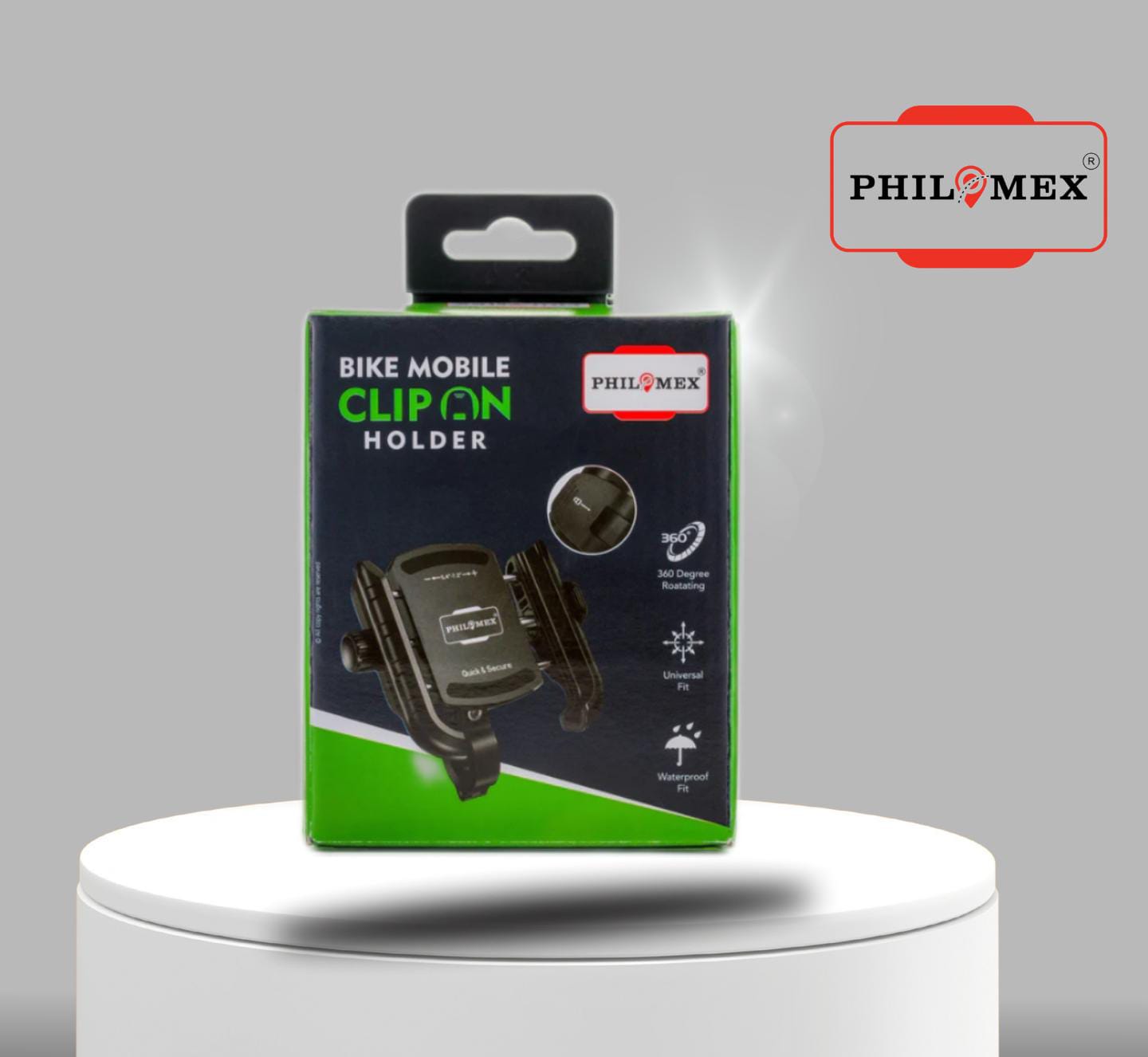 anti- vibration bike mobile holder with damper | Metal + PA66 | Anti-Vibration Suspension | One-Hand Clip-On | 360° Rotation