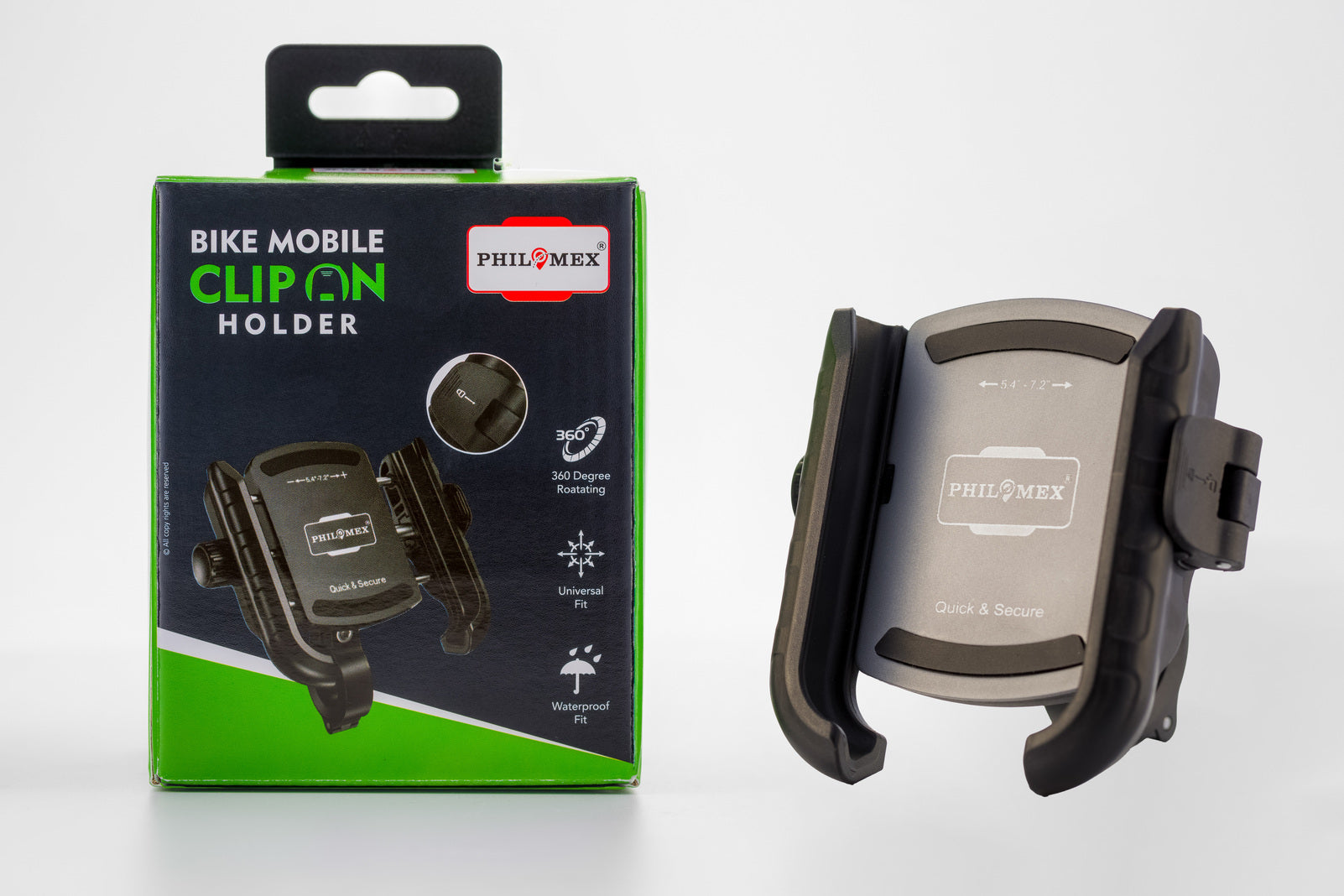 Bike Mobile Holder with Damper | Metal + PA66 | Anti-Vibration Suspension | One-Hand Clip-On | 360° Rotation