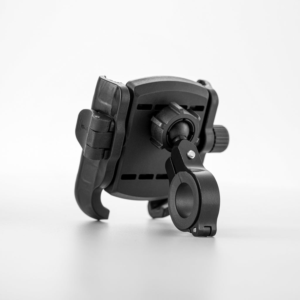 Metal Mobile Phone Holder for Bikes sooters bicycles | PA66 Reinforced | One-Hand Clip-On Release | 360° Rotation | Secure Handlebar Mount