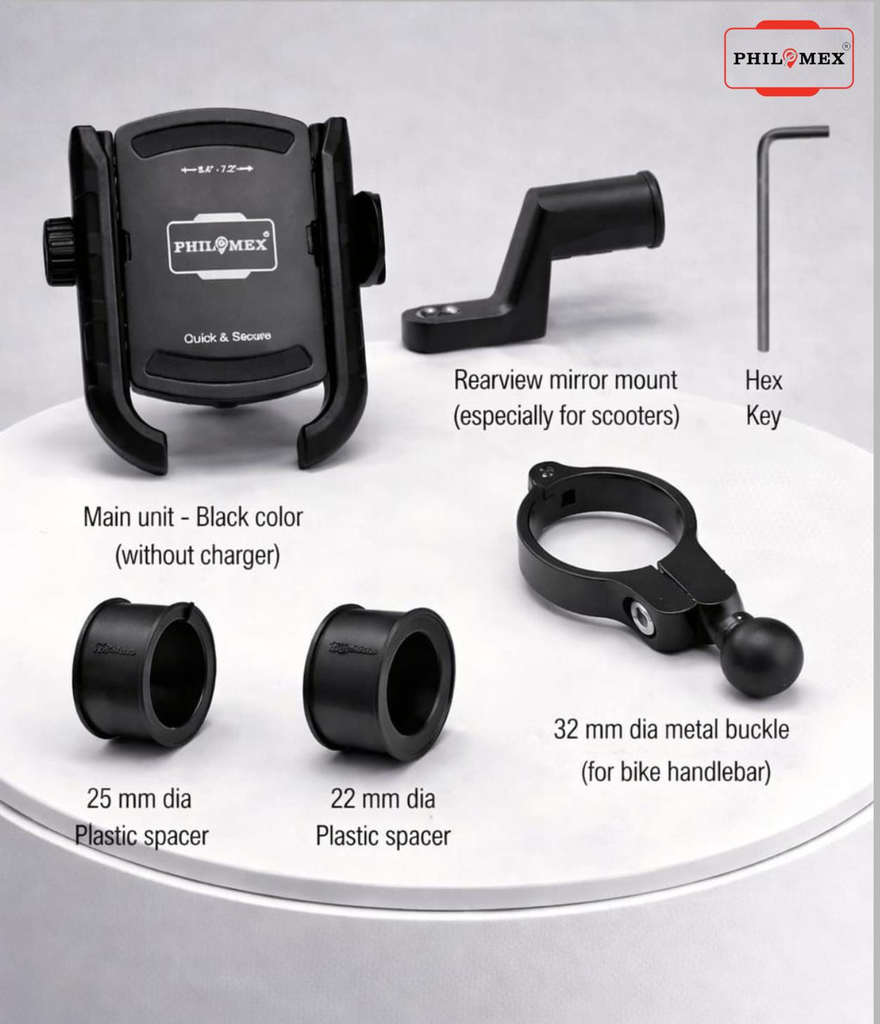 Metal clip on Mobile Phone Holder for Bikes sooters bicycles | PA66 Reinforced | One-Hand Clip-On Release | 360° Rotation | Secure Handlebar Mount